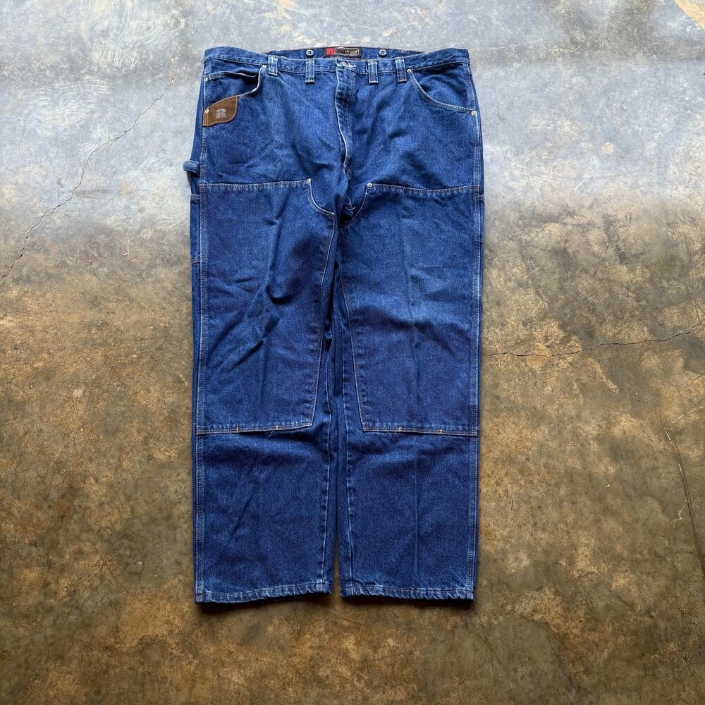 Vintage Baggy Y2K Carhartt Style Double Knee Blue Jeans - Picture 2 of 4